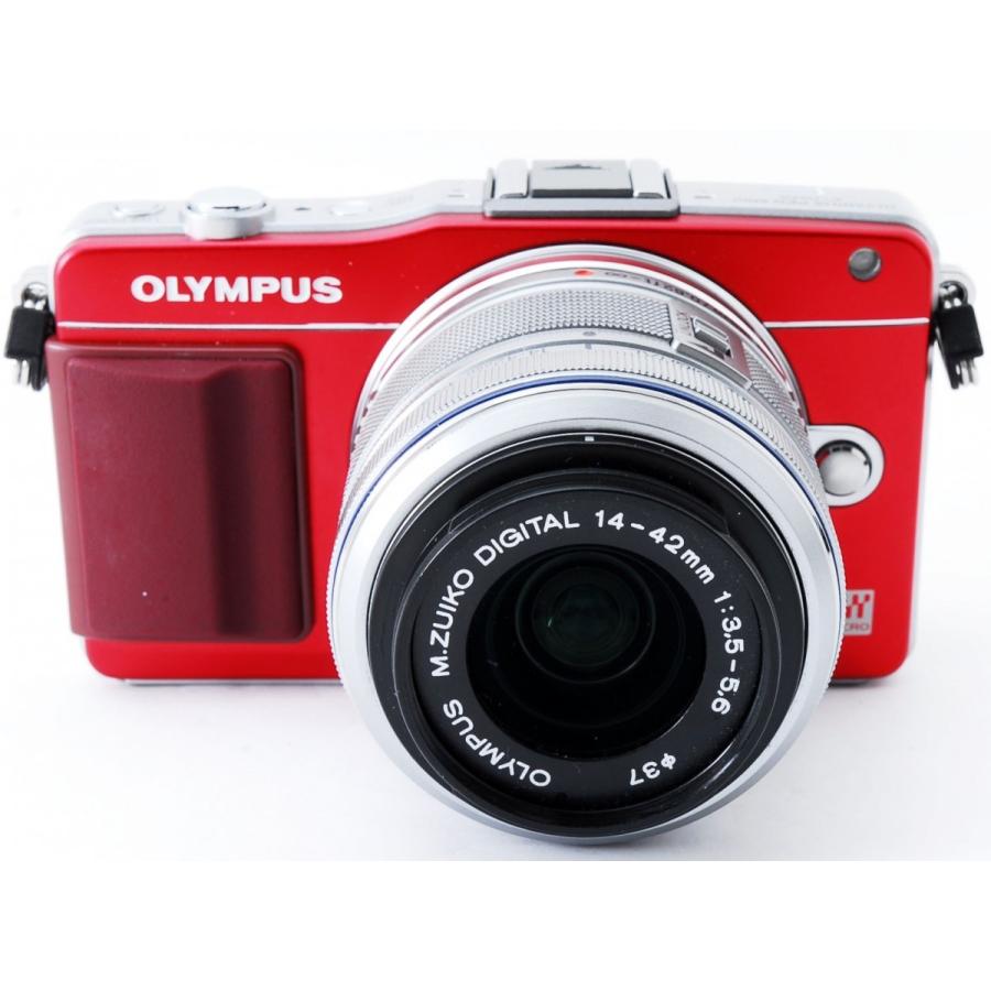 OLYMPUS PEN Mini E-PM2 レッド　動作確認済　中古セット品 OLYMPUS PEN ミラーレス 中古 スマホに送れる オリンパス mini E