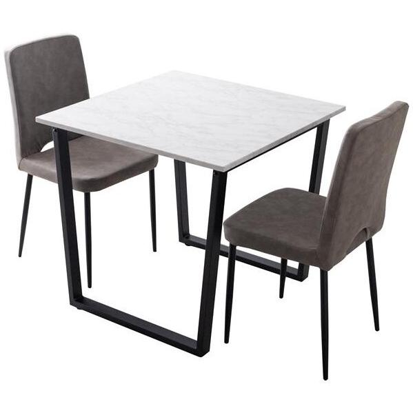 モダン ダイニング 3点セット Marc 幅80cm ダイニングテーブル+チェア2脚 送料無料 スタイリッシュ デザイン ストーン柄 おしゃれ 食卓 机 デスク いす_6
