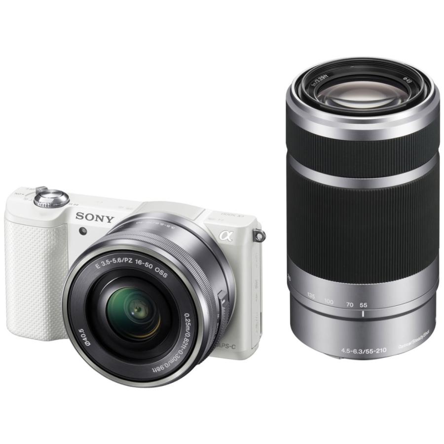 ソニー ミラーレス SONY α5000 ダブルズームレンズキット ホワイト ILCE-5000Y Wi-Fi搭載 中古｜i-camera-shop