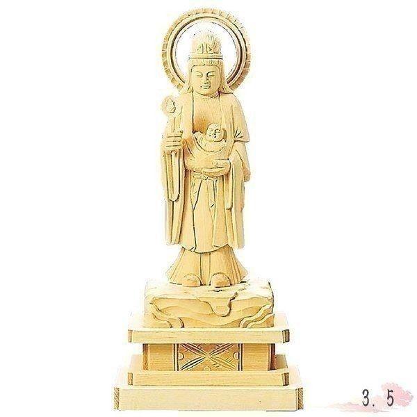 仏像 総白木 子安鬼子母神 3.5寸 仏具 仏教 本尊 仏壇 Butsuzo a Buddhist image a statue of Buddha