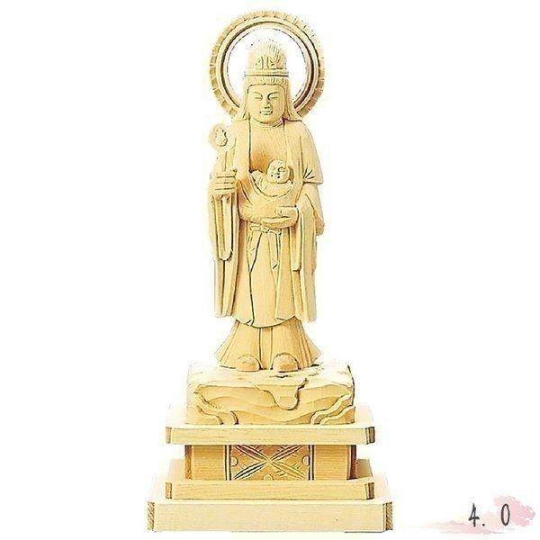 仏像 総白木 子安鬼子母神 4.0寸 仏具 仏教 本尊 仏壇 Butsuzo a Buddhist image a statue of Buddha