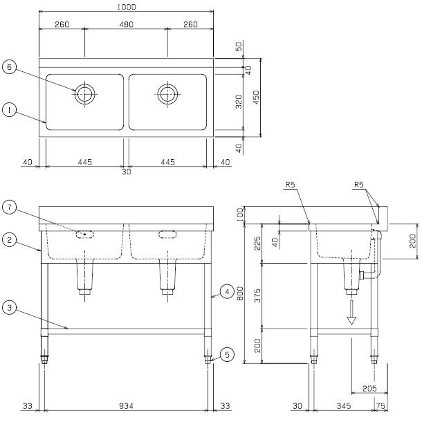 マルゼン(厨房機器) BS2X-104 SUS304仕様 マルゼン 二槽シンク マルゼン(厨房機器) BS2X-104 SUS304仕様 マルゼン 二槽シンク