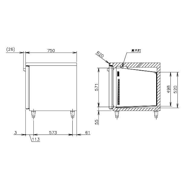 CT-150SDCG-ML ホシザキ テーブル形恒温高湿庫 コールドテーブル 内装ステンレス ワイドスルー 業務用冷蔵庫 別料金にて 設置 入替 回収 処分 廃棄｜i-cleaveland｜09