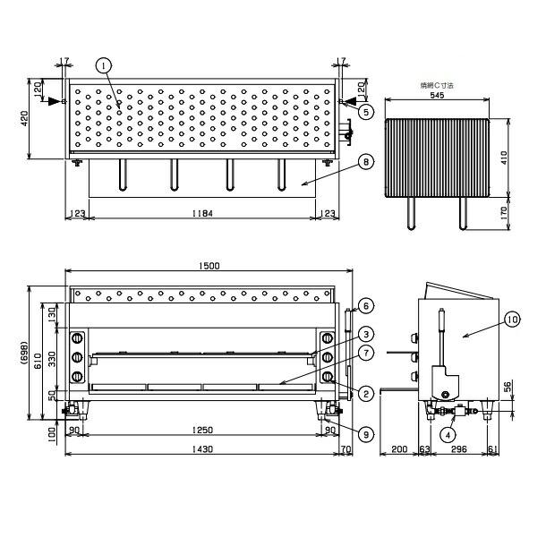 マルゼン（MARUZEN） MGK-154UB 上火式焼物器 《スピードグリラー