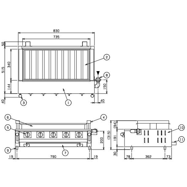 MGK-310B　マルゼン　下火式焼物器　《炭焼き》　熱板タイプ　汎用型　クリーブランド｜i-cleaveland｜05