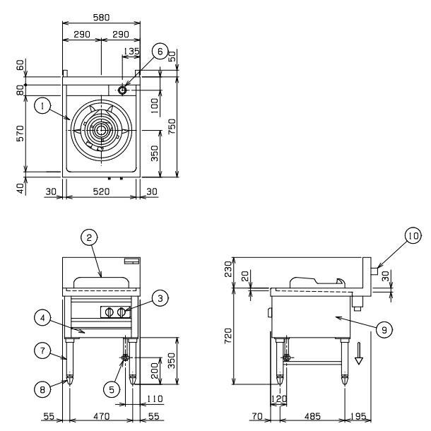 マルゼン（MARUZEN） MR-511 中華レンジ デラックスタイプ 1口 内管式