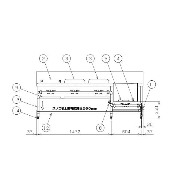 MRS-114E　（旧型番：MRS-114C）　マルゼン　中華レンジ　外管式　スタンダードタイプ　クリーブランド　4口