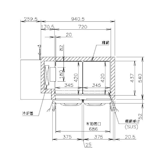 ホシザキ RW-120SNCG-ML 舟形シンク付 コールドテーブル 内装 ホシザキ RW-120SNCG-ML 舟形シンク付 コールドテーブル 内装