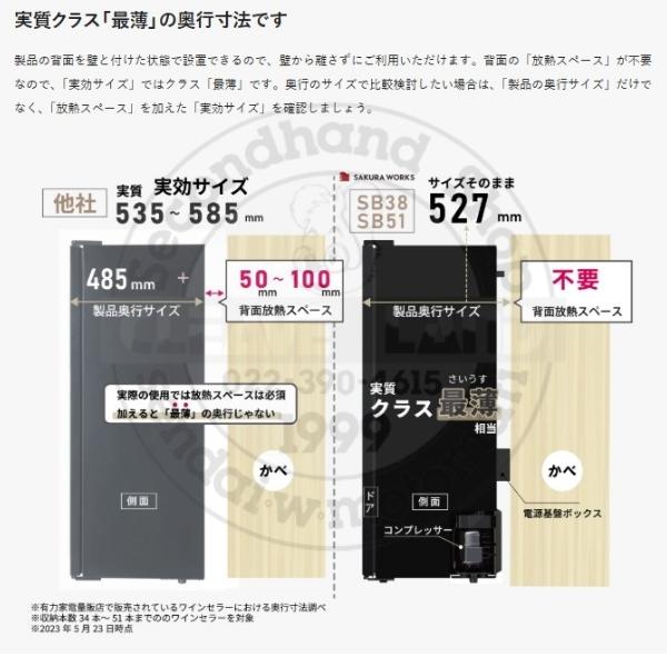 SB38 ブラック 右開き ワインセラー さくら製作所  ZERO CLASS  ワイン38本収納 2温度の画像