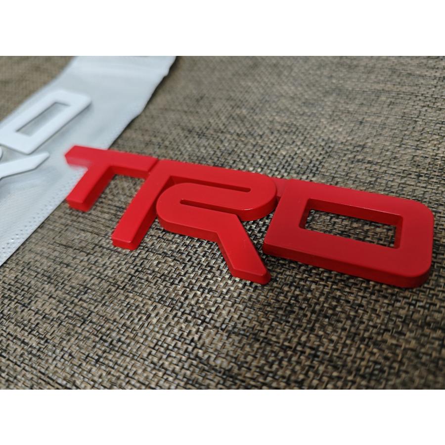 TRD 【ブラック・レッド・メッキ】トヨタ TRDエンブレム【35×123mm】高 
