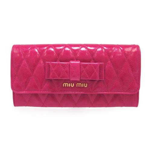 ミュウミュウ miumiu 長財布 ピンク リボン レディース 新品 