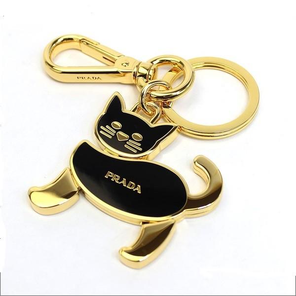プラダ PRADA キーリング キャット キーホルダー ブラック ゴールド レディース メンズ