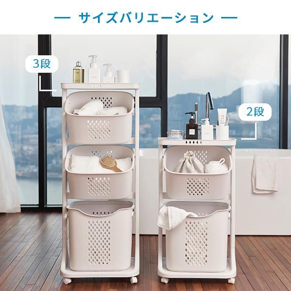 ランドリーバスケット 2段 スリム キャスター ランドリーワゴン 大容量