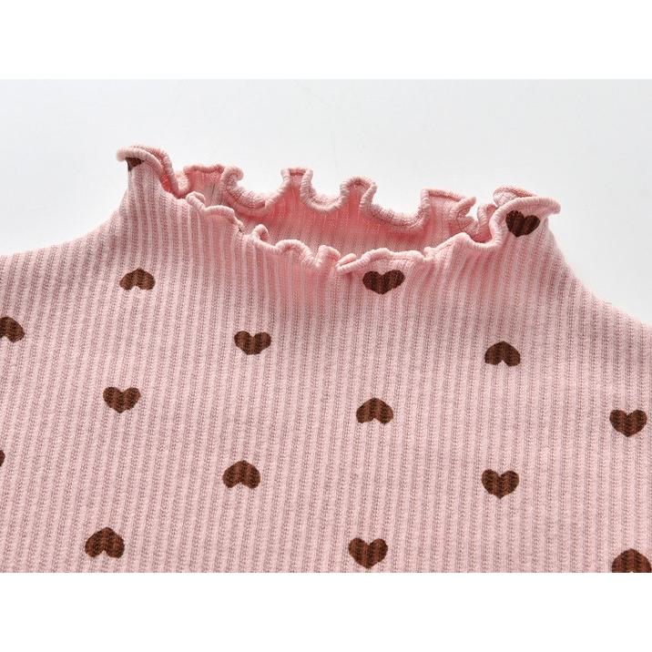 子供服 キッズ服 茶色 ハート柄 長袖 プルオーバー 3色 リブ生地 首元裾袖 パイピング ロンt 女の子 110 1 130 グレー 白 ピンク Ag 1 00 I Hat Star 通販 Yahoo ショッピング