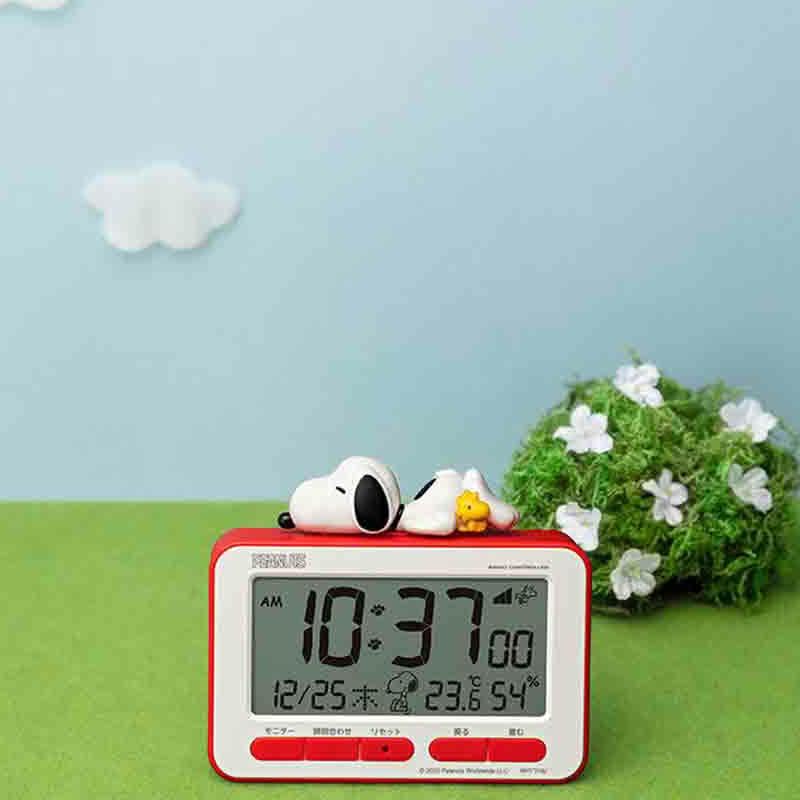 RHYTHM スヌーピーアラームデジタルクロック R235 デジタル電波
