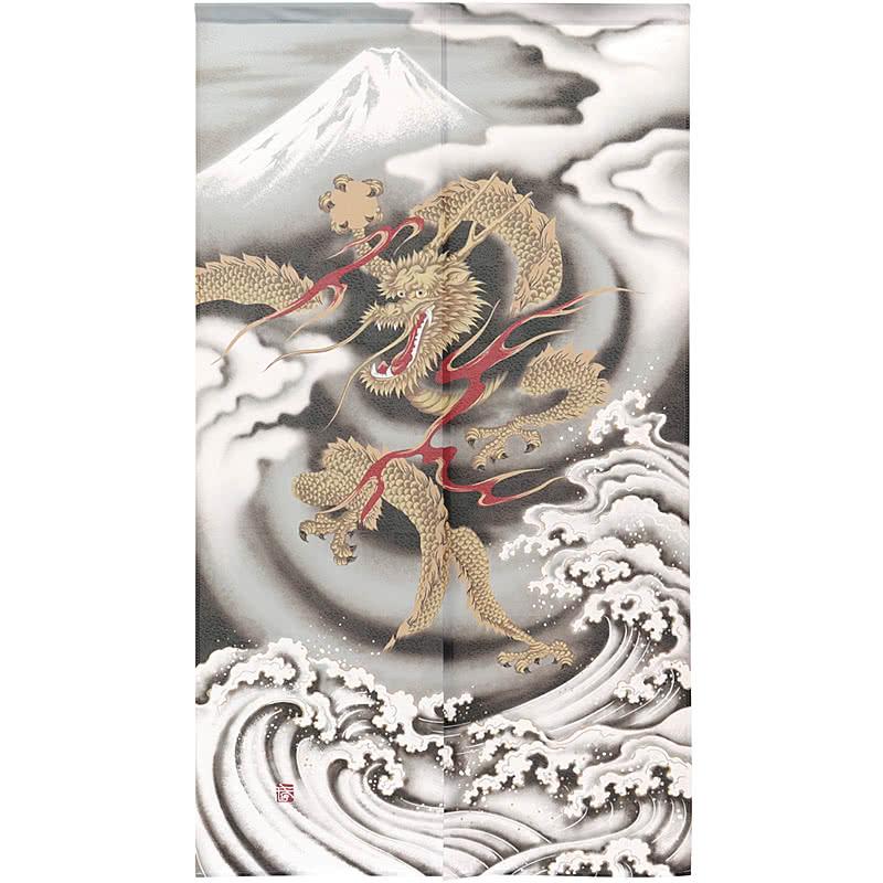 のれん工房 開運 龍のれん 五爪神龍 85×150cm ロング 和風インテリア