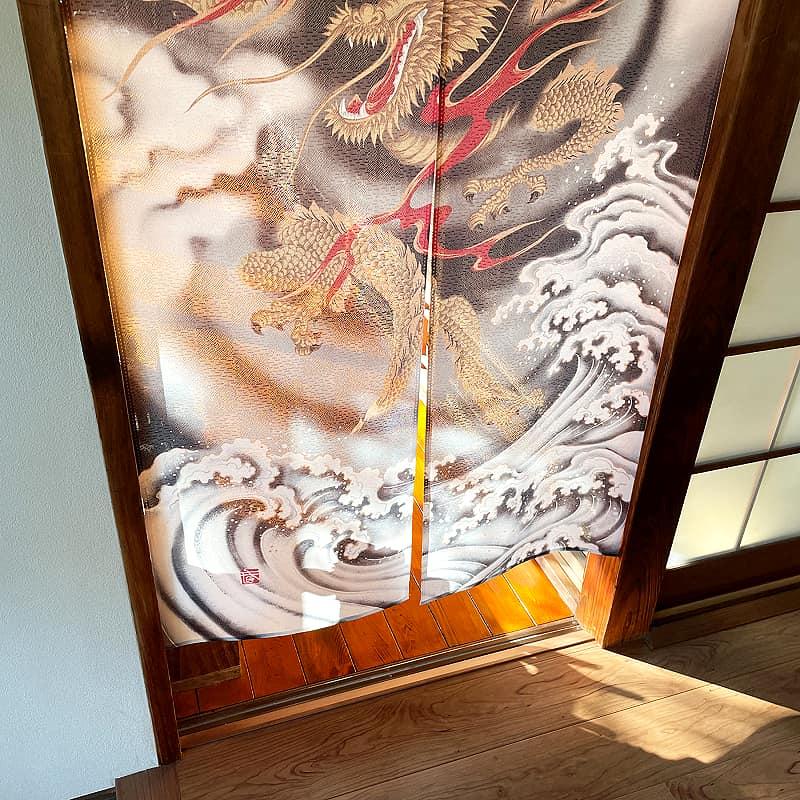のれん工房 開運 龍のれん 五爪神龍 85×150cm ロング 和風インテリア