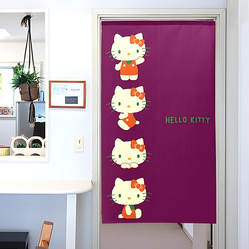 ハローキティ ハローキティのれん レトロカラー 紫 85×150cm ロング
