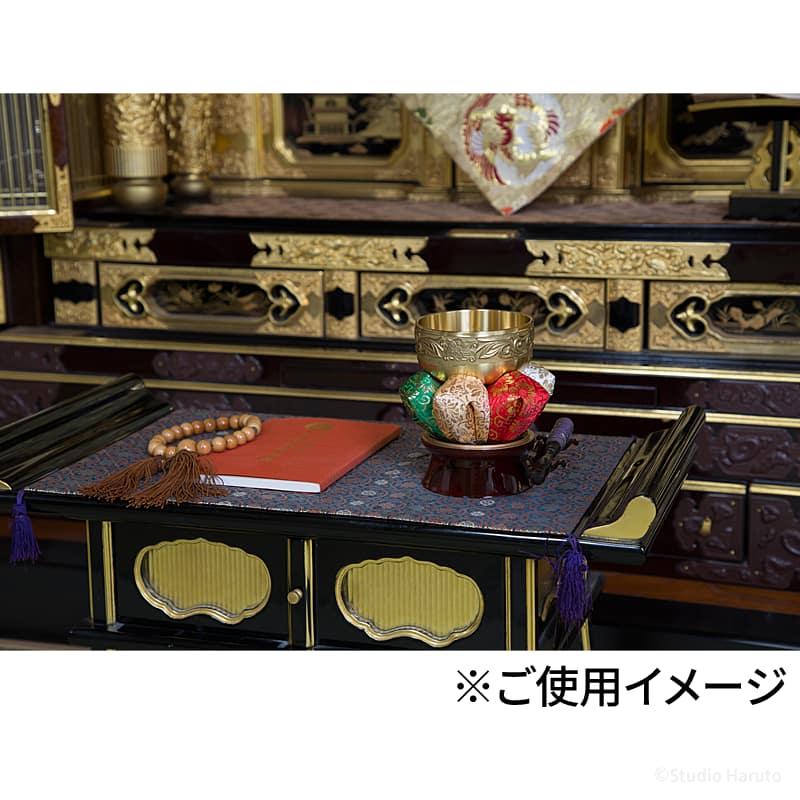 仏具 おりん 朱雀 4点セット 9.2cm 肉厚 金襴 五色丸布団 美しい音色 国産 仏壇用 C-00755の画像