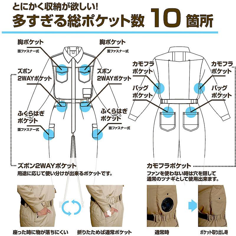 NORGU 涼感ファン付きツナギ ベージュ ノウグ NRG-001 つなぎ