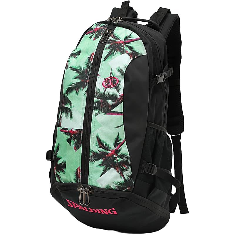 SPALDING （スポルディング） バスケットボール バッグ ケイジャー パームツリー 【マルチ】 40-007PA バックパック バスケットバッグ ユニセックス 男女兼用 黒 25SS {SK} SPALDING（スポルディング） ケイジャー パームツリー 常夏柄