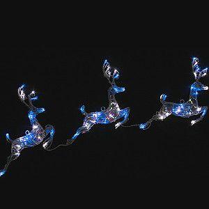 【再値下げ】 クリスマス トナカイ 青色 LED イルミネーション 2体セット クリスマスイルミネーションLEDホログラム3連トナカイ WG-7434 : アイ