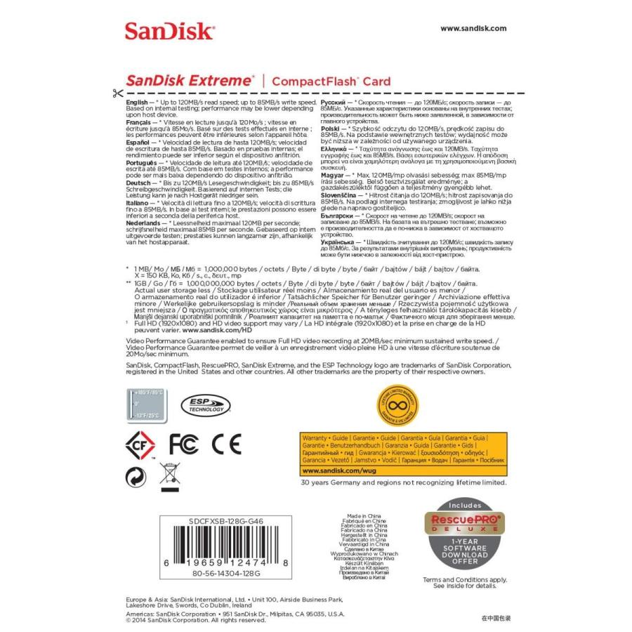 SanDisk ( サンディスク ) 128GB Extreme コンパクトフラッシュカード SDCFXSB-128G-G46 ［ 海外パッケージ ］｜i-labo｜04