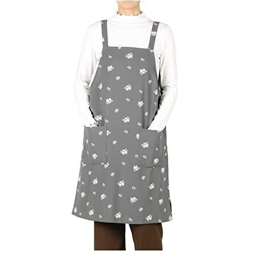 Poweforest エプロン H型 サイドボタン 綿100 オシャレ かわいい 着脱簡単 動きやすい かがみやすい ポケット付き 花柄グレー S 2313 I Labo 通販 Yahoo ショッピング