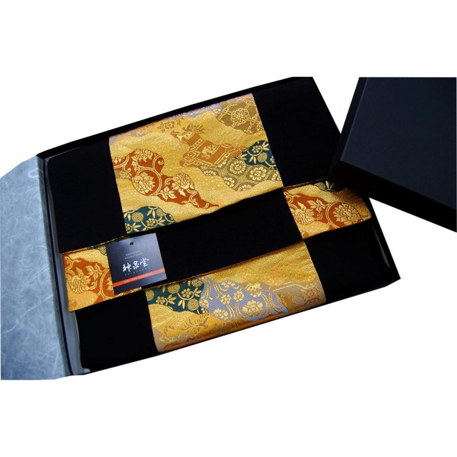 輝く高品質な 着物テーブルランナー 和風 リバーシブル (雲海) 150cm 箱入り包装済 帯 金襴織 テーブルセンター