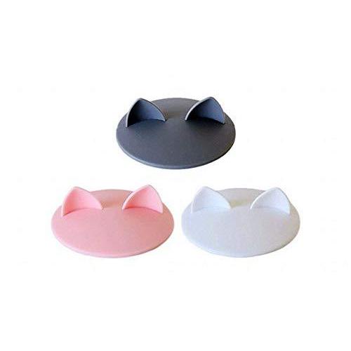Rurumi  猫耳 マグカップ カバー 3色 3個 セット キッチン コップ カップ シリコン アニマル 蓋 (黒 白 ピンク)｜i-labo