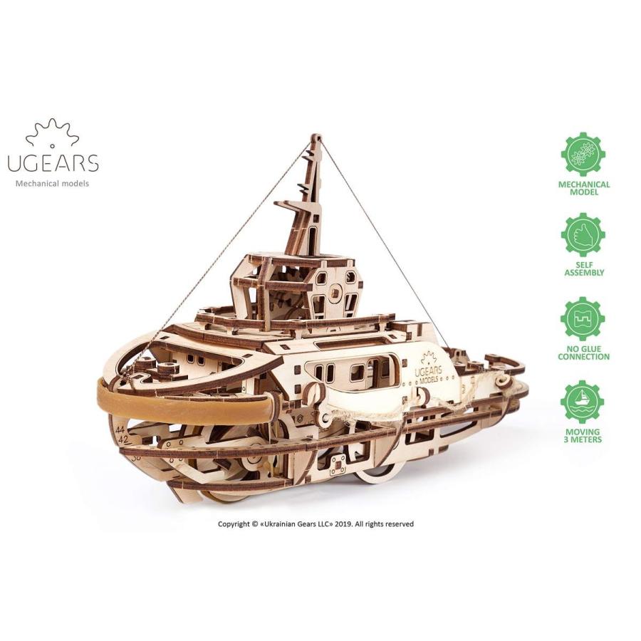 Ugears Tugboat タグボート 木製 ブロック DIY パズル 組立 想像力 創造力 おもちゃ