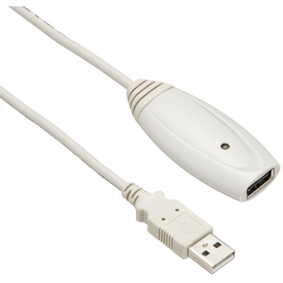iBUFFALO USB2.0リピーターケーブル (A to A) 5.0m ホワイト BSUAAR250WH｜i-labo