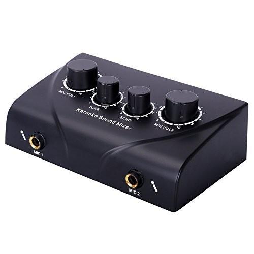 カラオケ サウンドエコーミキサー KTV エフェクトリバーブ マイク プリアンプ ホームオーディオDVDシステム (ブラック) s