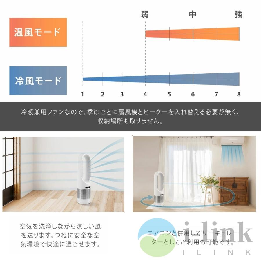セラミックヒーター 一台4役 羽根なし 温冷風扇 大型 8段階風量 セラミックヒーター 一台4役 羽根なし 温冷風扇 大型 8段階風量