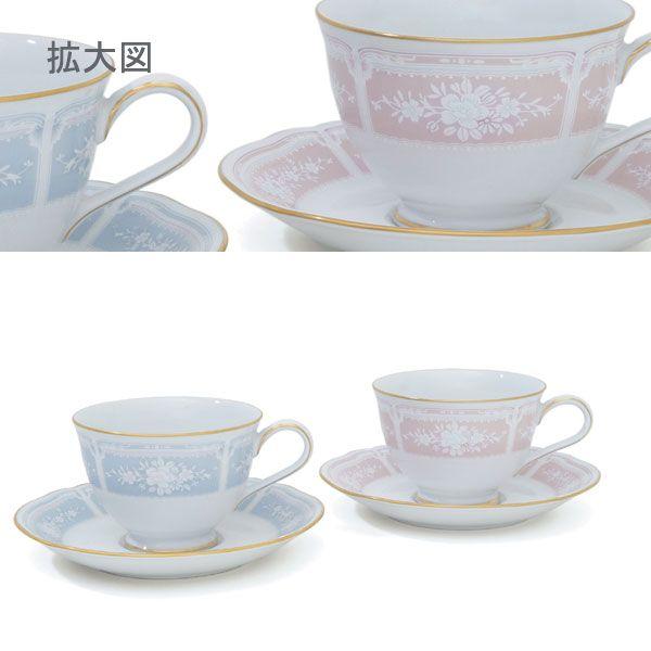 食器 カップ ノリタケ NORITAKE レースウッドゴールド ティー・コーヒー碗皿ペア（ブルー・ピンク）｜i-matsumoto｜02