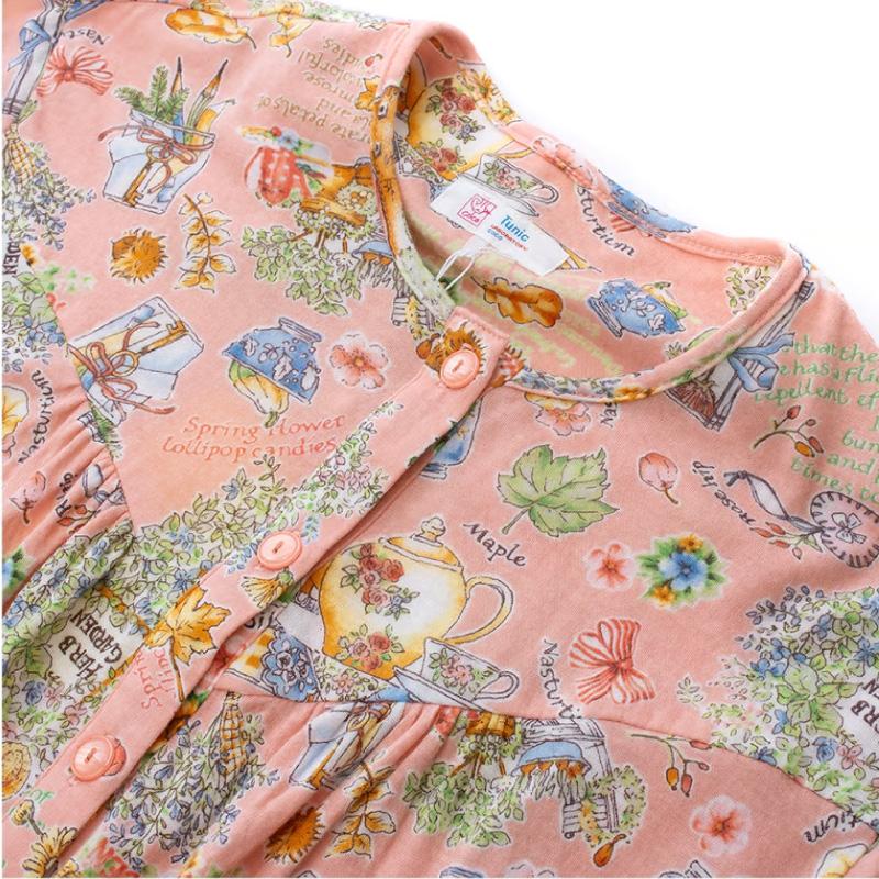 チュニック TUNIC 切り替えパジャマ 80接結 ハーブガーデン フェミニン