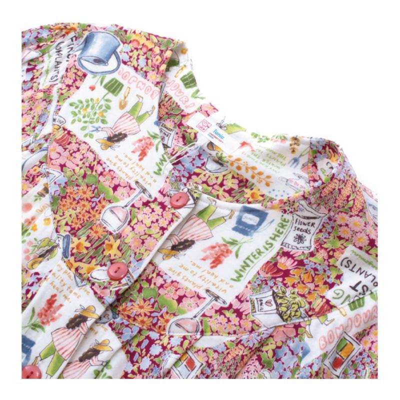 チュニック TUNIC 60接結 小花カントリー 前開きパジャマ 鴨居羊子