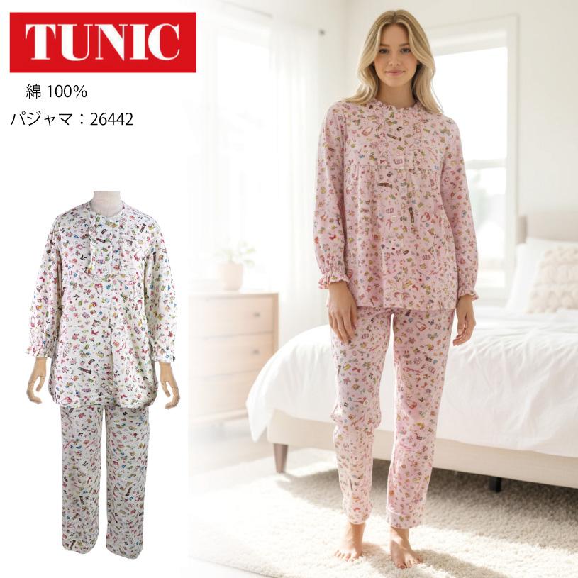 TUNICパジャマ・フラワープリント パジャマ・レディースパジャマ・鴨井羊子 TUNICパジャマ・フラワープリント パジャマ・レディースパジャマ・鴨井