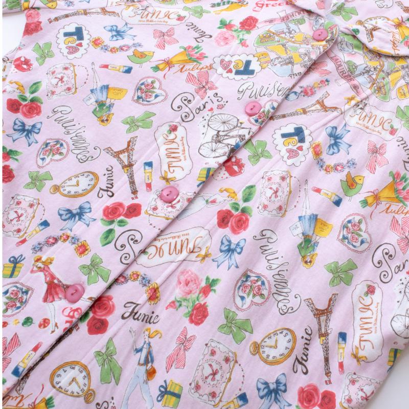 チュニック TUNIC 全開パジャマ 29344P 長袖 エッフェル塔 綿100 鴨居