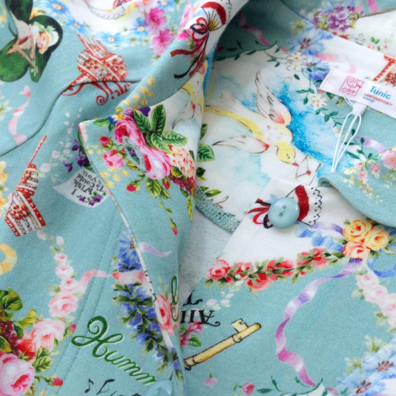 チュニック TUNIC 前開きパジャマ 衿つき 長袖 40接結・メロディ