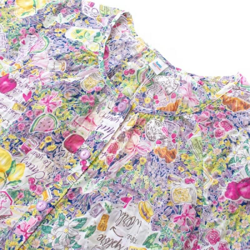 チュニック TUNIC 36095P 5分袖全開パジャマ 80ローンサッカー 綿100