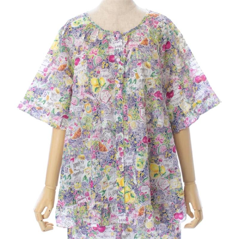 チュニック TUNIC 36095P 5分袖全開パジャマ 80ローンサッカー 綿100