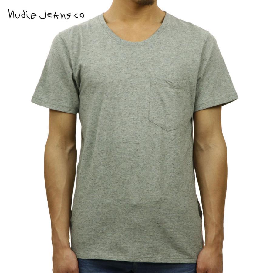 ヌーディージーンズ 正規販売店 メンズ 半袖Tシャツ Roundneck Pocket Tee Organic Melan｜i-mixon