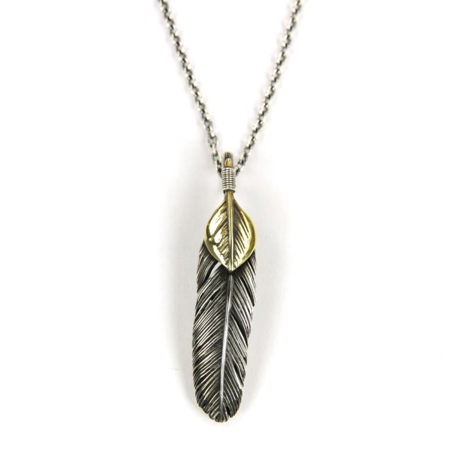 ハリム メンズ レディース ネックレス 正規販売店 HARIM フェザー FEATHER LEFT S GP HRP121SPBR OX SILVER BR CUSTOM 925 OXIDIZED BLACK NECKLACE SET_1