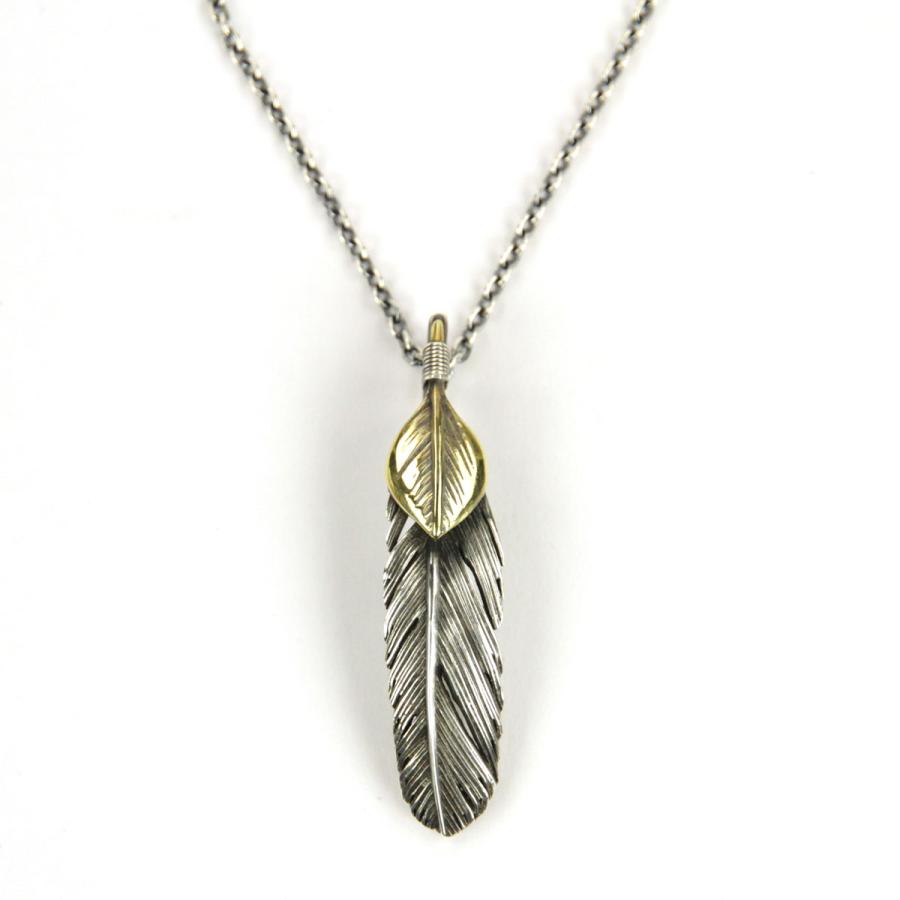 ハリム メンズ レディース ネックレス 正規販売店 HARIM フェザー FEATHER RIGHT S GP HRP123SPBR OX SILVER BR CUSTOM 925 OXIDIZED BLACK NECKLACE SET_1