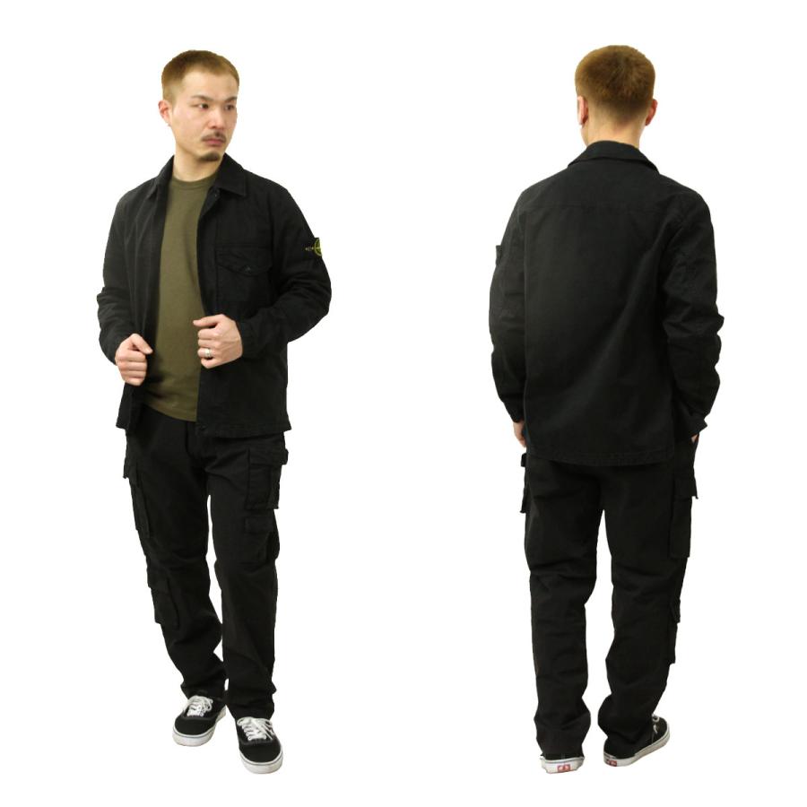 ストーンアイランド メンズ シャツジャケット 正規品 STONE ISLAND COTTON STRETCH BROKEN TWILL 'OLD' EFFECT REGUL 父の日 プレゼント ラッピングの画像