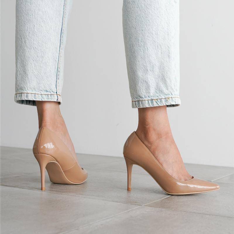 8cmヒール エナメル ハイヒール ピンヒール ポインテッドトゥ 春