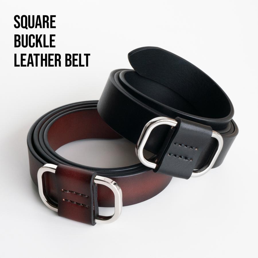 SQUARE BUCKLE LEATHER BELT ベルト 本革 スクエア ゴールド シルバー