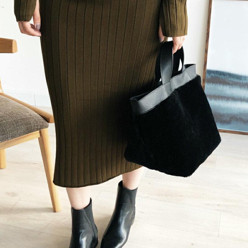 ムートン 舟形トート 大人 レディース バッグ レザー 本革 トート