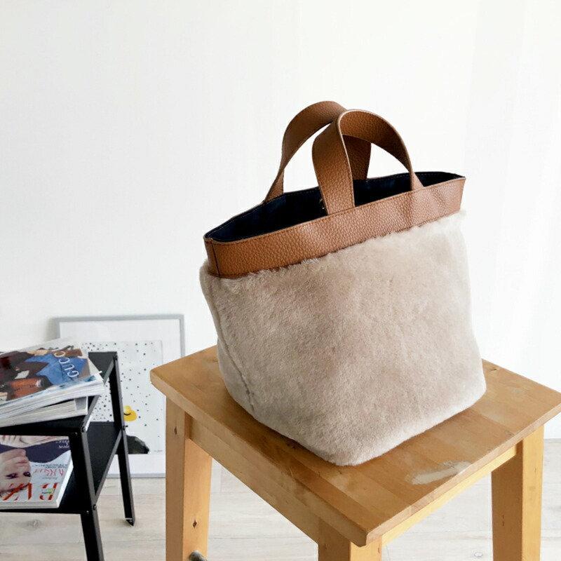 ムートン 舟形トート 大人 レディース バッグ レザー 本革 トート